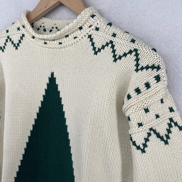 LIZSPORT Sweater PS Petite LIZ CLAIBORNE Christmas Tree Holiday Cream HK VTG - Picture 3 of 12